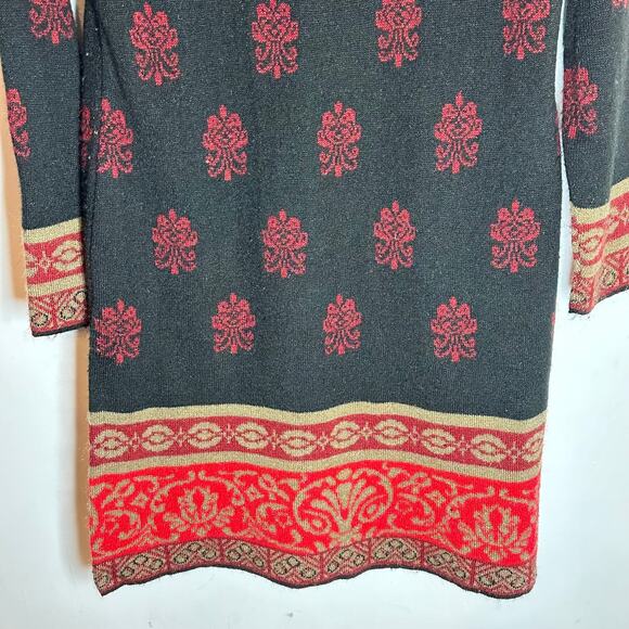 Silver Lane Red tapestry baroque sweater dress womans size Medium - Picture 10 of 12